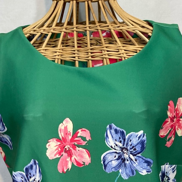 ROZ & ALI SLEEVELESS GREEN FLORAL DRESS SIZE 8 NWT - Picture 3 of 8